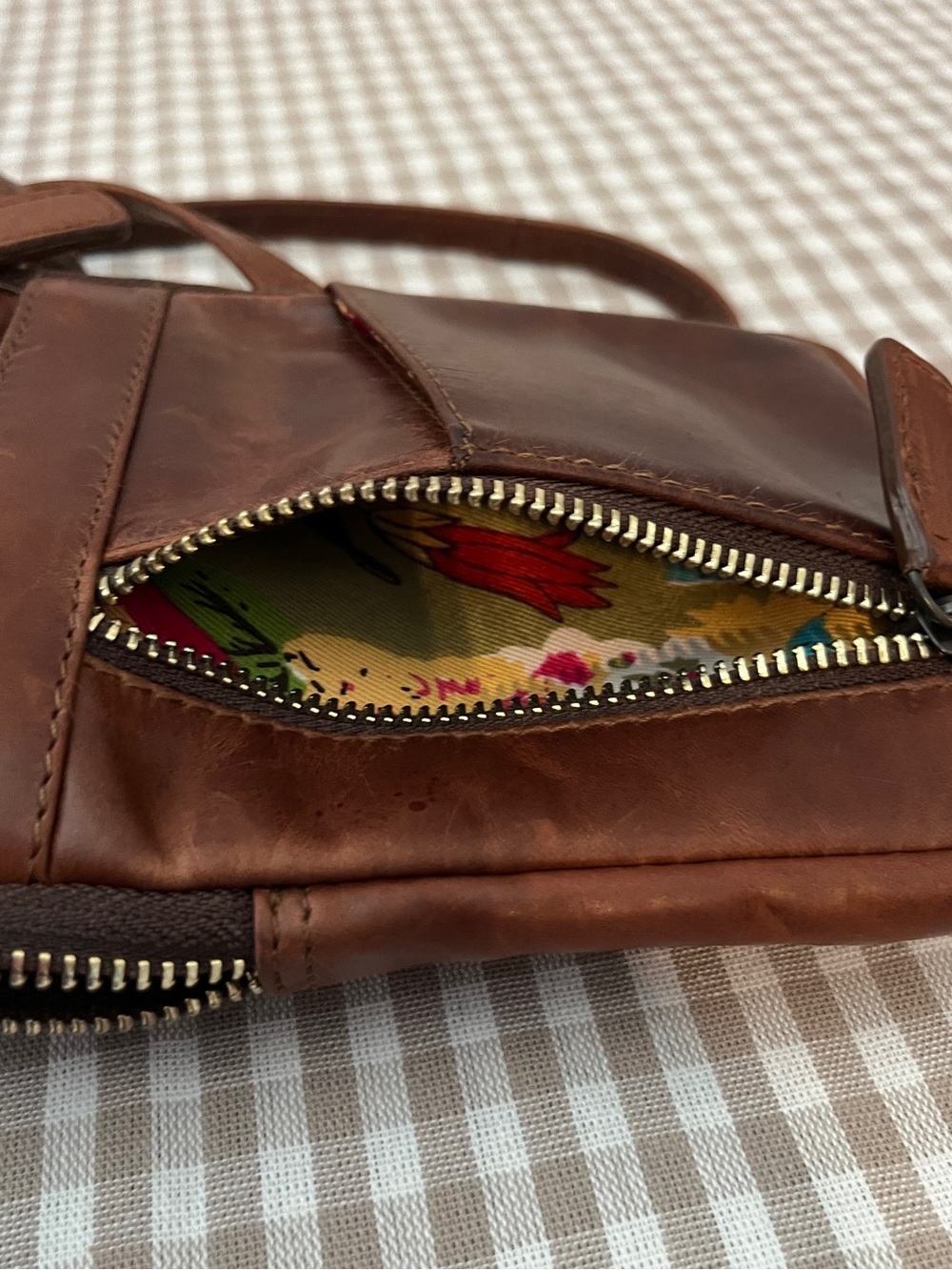 The Leather UK Small Brown Leather Crossbody with Brass Hardware, Melody Bag - Picture 8 of 9